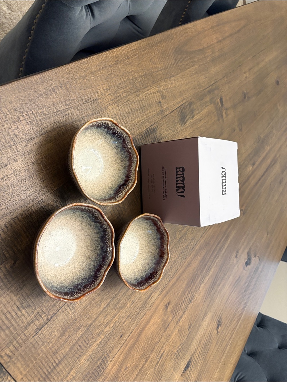 Ceramic Glaze Nesting Bowls Set - Brown Gradient